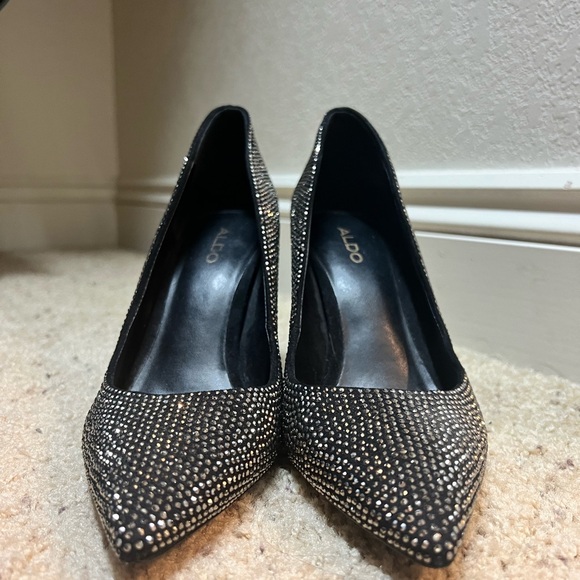 ALDO Nirema Rhinestone Stiletto Pump Pewter Silver and Black Size 6 - Picture 9 of 11